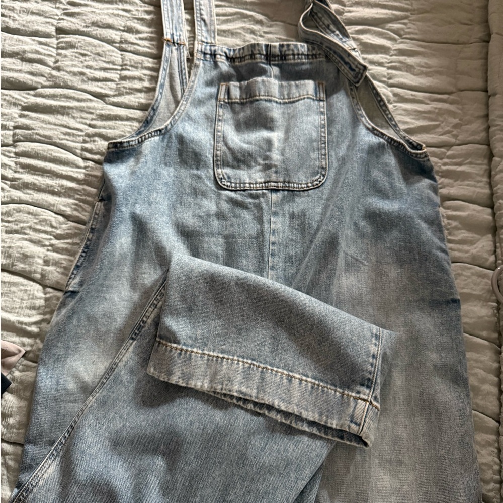 Light Blue Denim Overalls wide leg